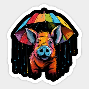 Warthog Rainy Day With Umbrella Sticker